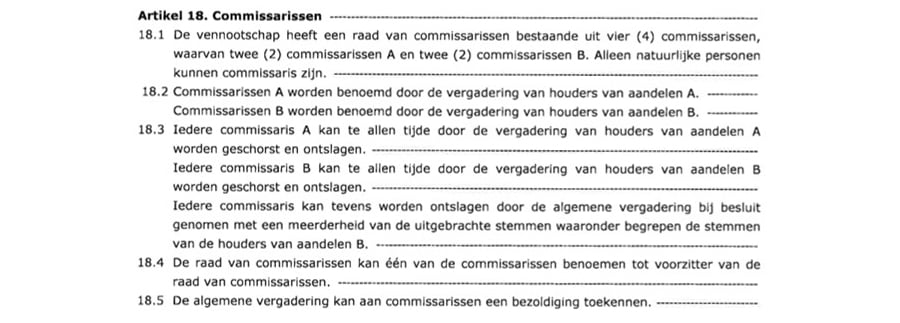 Artikel 18 Commissarissen