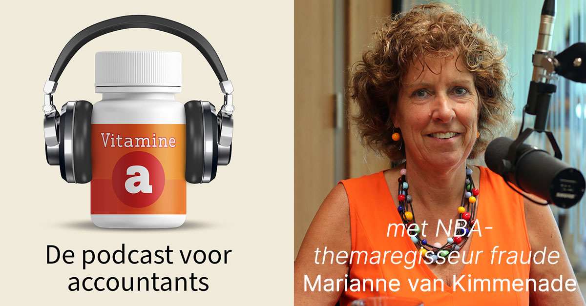 Afbeelding met logo Vitamine A-podcast en foto Marianne van Kimmenade